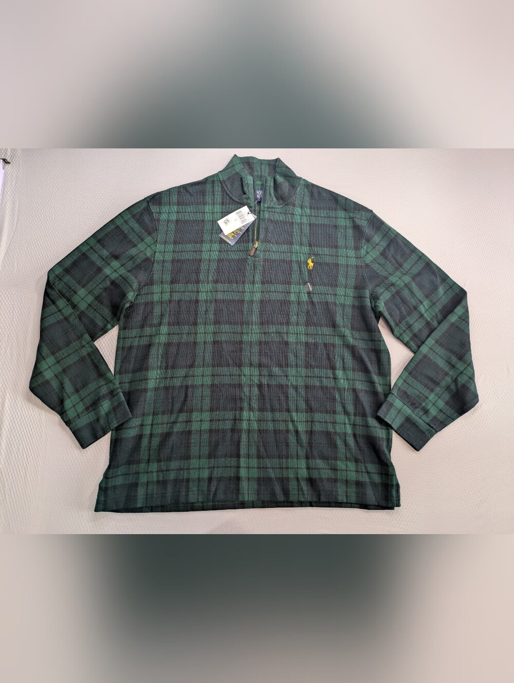 Polo by Ralph Lauren Men Classy Plaid Estate Rib Quarter Zip Pullover NWT Large